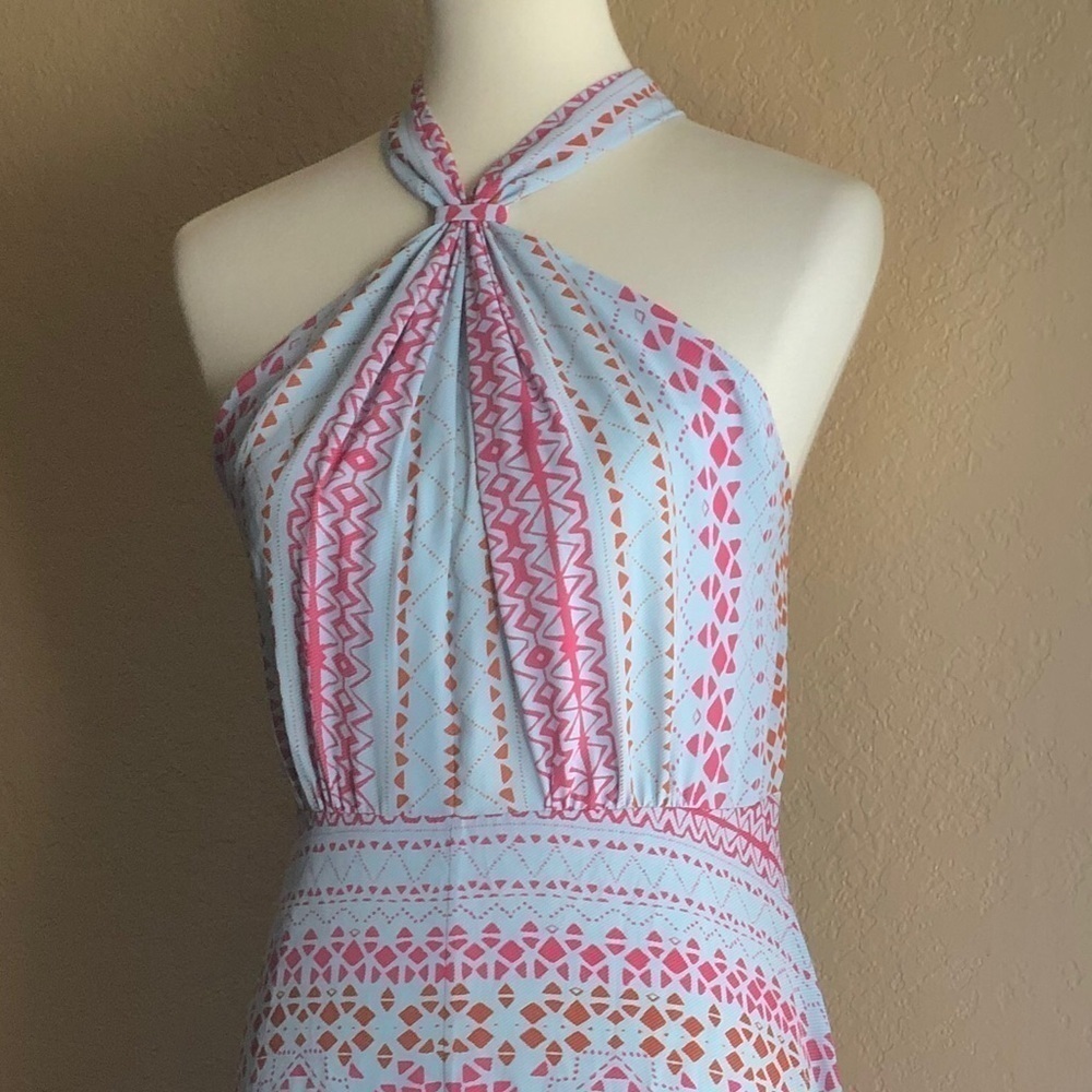 BCBGMAXAZRIA Danela Halter Geometric Dress Size 8 - Picture 4 of 9